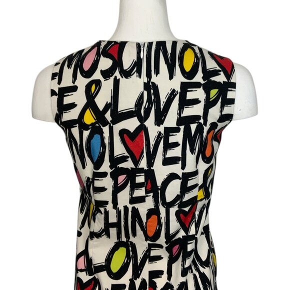 Love Moschino Peace & Love Logo All Over Print Dress 2 Shift Mini - Picture 11 of 16
